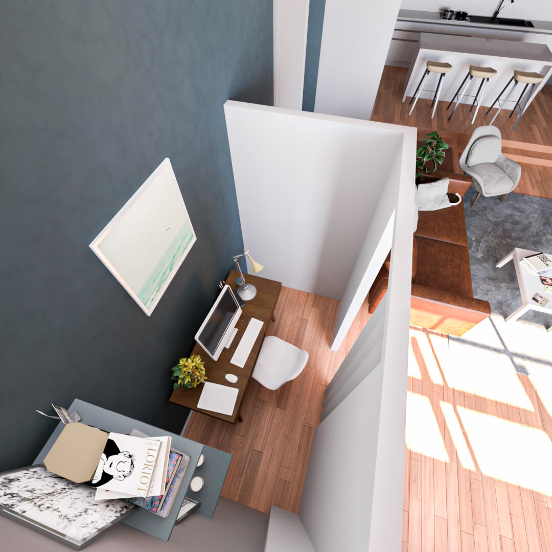 Small home office with partition walls