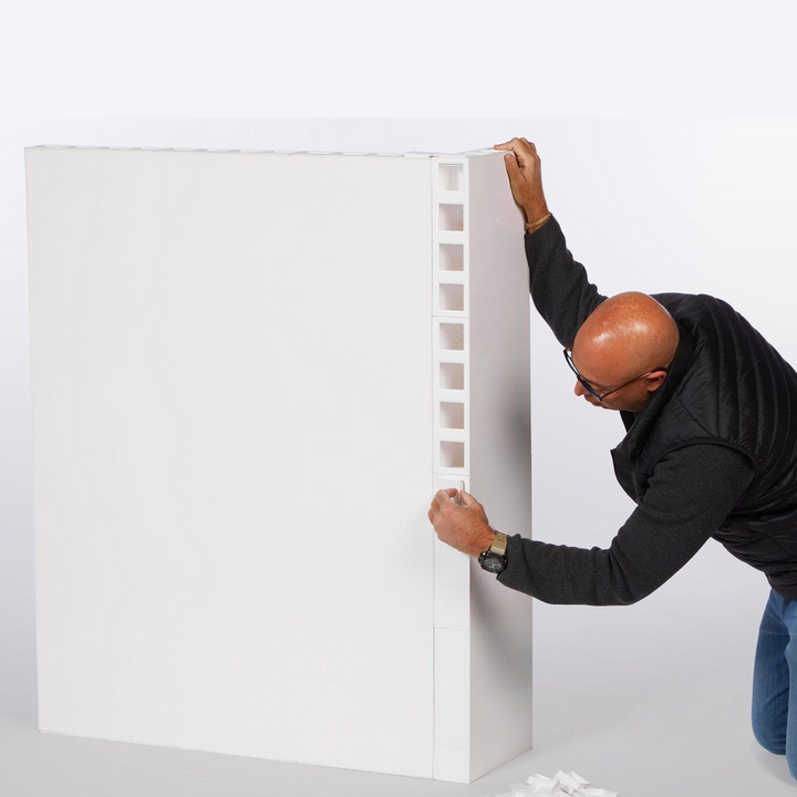 Freestanding L-Shaped Partition Wall With Door