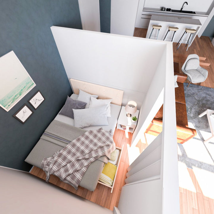 bedspace inside everpanel L shaped modular wall